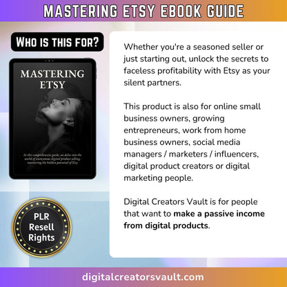 Mastering Etsy EBook Guide + How to sell on Etsy Video training course - Make Digital Product Passive Income using Etsy PLR Resell Rights