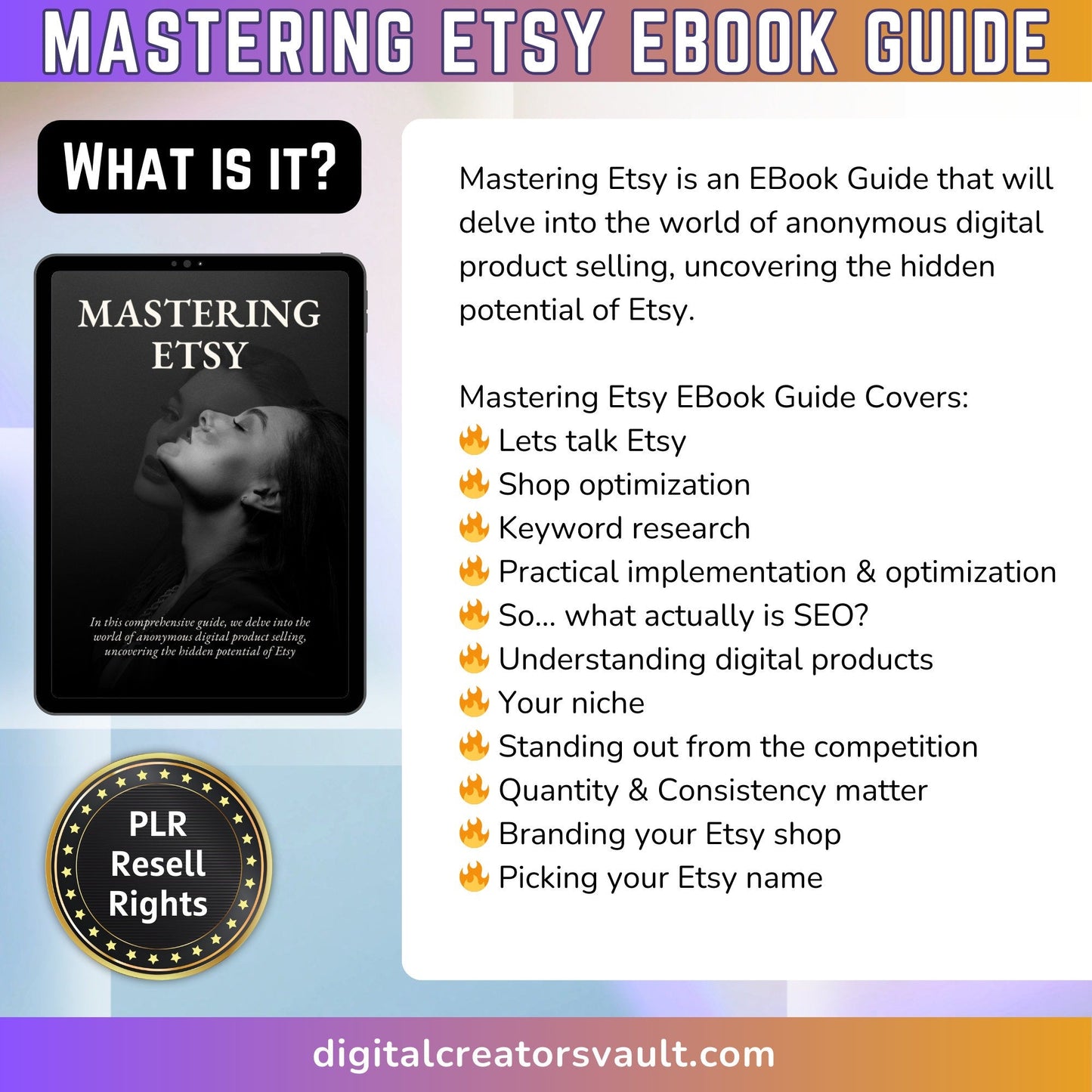 Mastering Etsy EBook Guide + How to sell on Etsy Video training course - Make Digital Product Passive Income using Etsy PLR Resell Rights