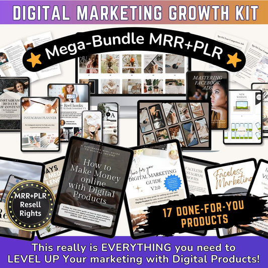 Digital Marketing Growth KIT mega-bundle - Instagram - Ebook guides - Work from home MRR PLR Master resell rights passive income