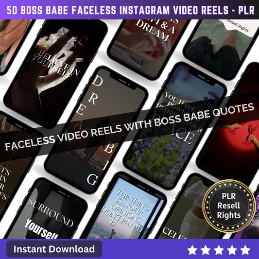 50 Boss Babe Women Faceless Video Reels | Faceless Videos | Canva templates | Content Creator Video Reels - PLR Resell rights