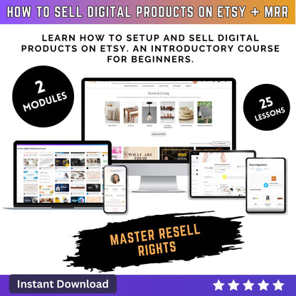 How to sell Digital Products on Etsy Course - Digital Marketing Video Course Sell on Etsy -Master Resell Rights  - MRR