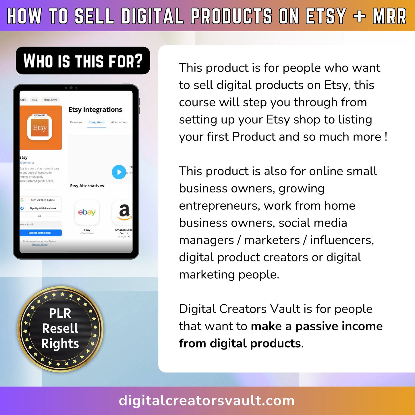 How to sell Digital Products on Etsy Course - Digital Marketing Video Course Sell on Etsy -Master Resell Rights  - MRR