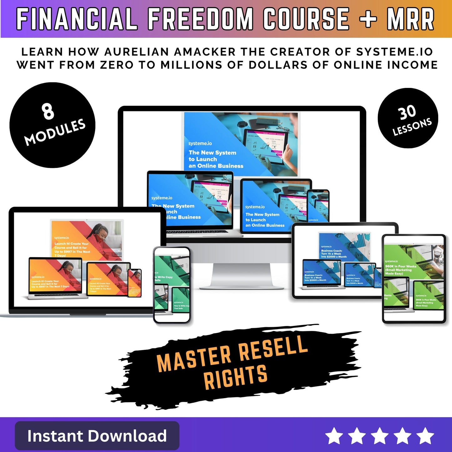 Financial Freedom Course MRR - Launching an Online Business - Systeme IO - Master Resell Rights - MRR