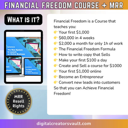 Financial Freedom Course MRR - Launching an Online Business - Systeme IO - Master Resell Rights - MRR